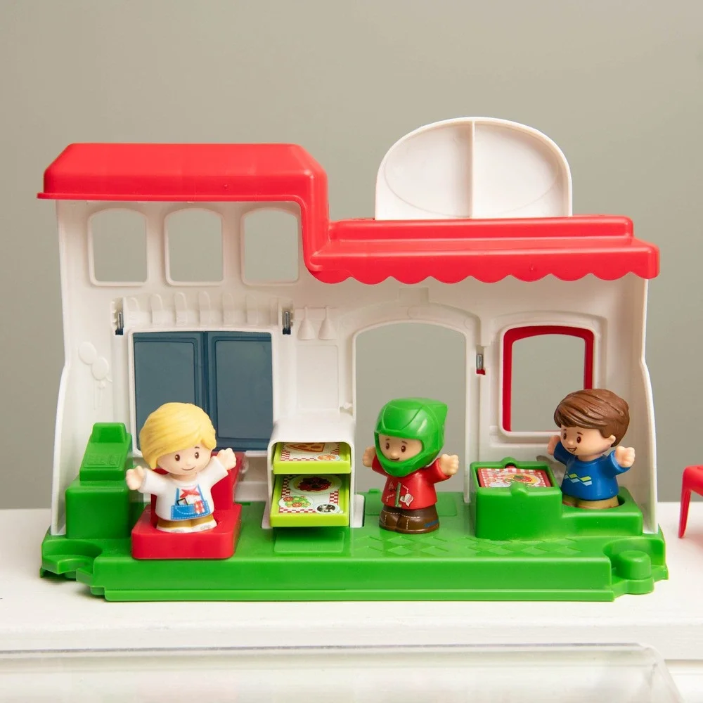Little People We Deliver Pizza Shop Playset with Motorcycle and 3 Figures